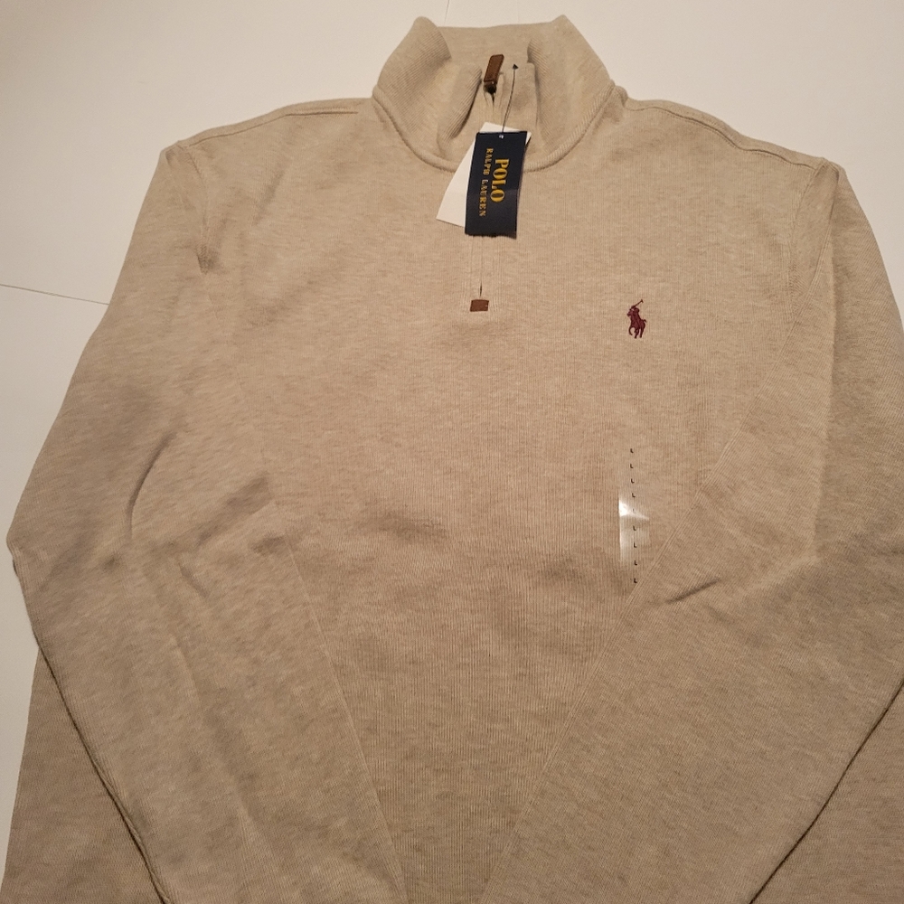 Polo Ralph Lauren Luxury Jersey Quarter-Zip Tan